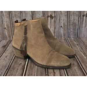 Sz 39/ 8.5-9 Pikolinos Baqueira Brown Suede Side Zip Tassel Ankle Boots VGUC!